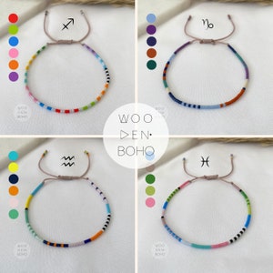 Each Zodiac Sign Color Palette Trendy Bracelet, Tiny Beaded Zodiac Bracelet, Personalized Horoscope Dainty Bracelet, Star Sign Jewellery image 8