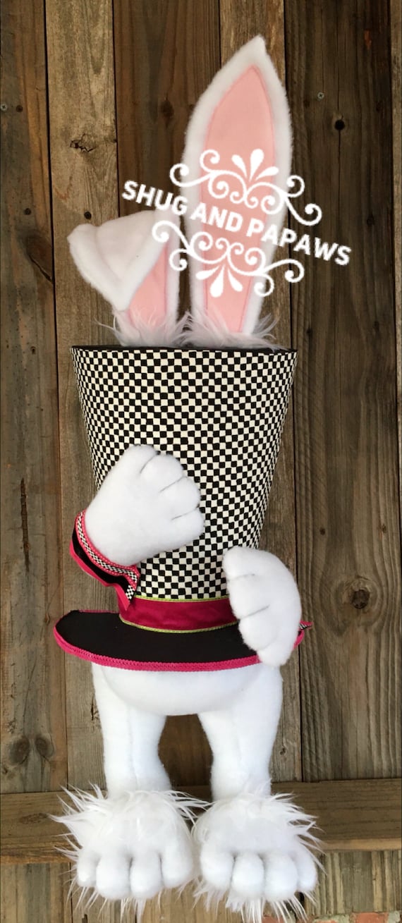 Easter bunny wreath attachment,Easter Rabbit,Hot Pink Bunny,Large Bunny attachment,Spring Wreath Attachment,Checkered Bunny,