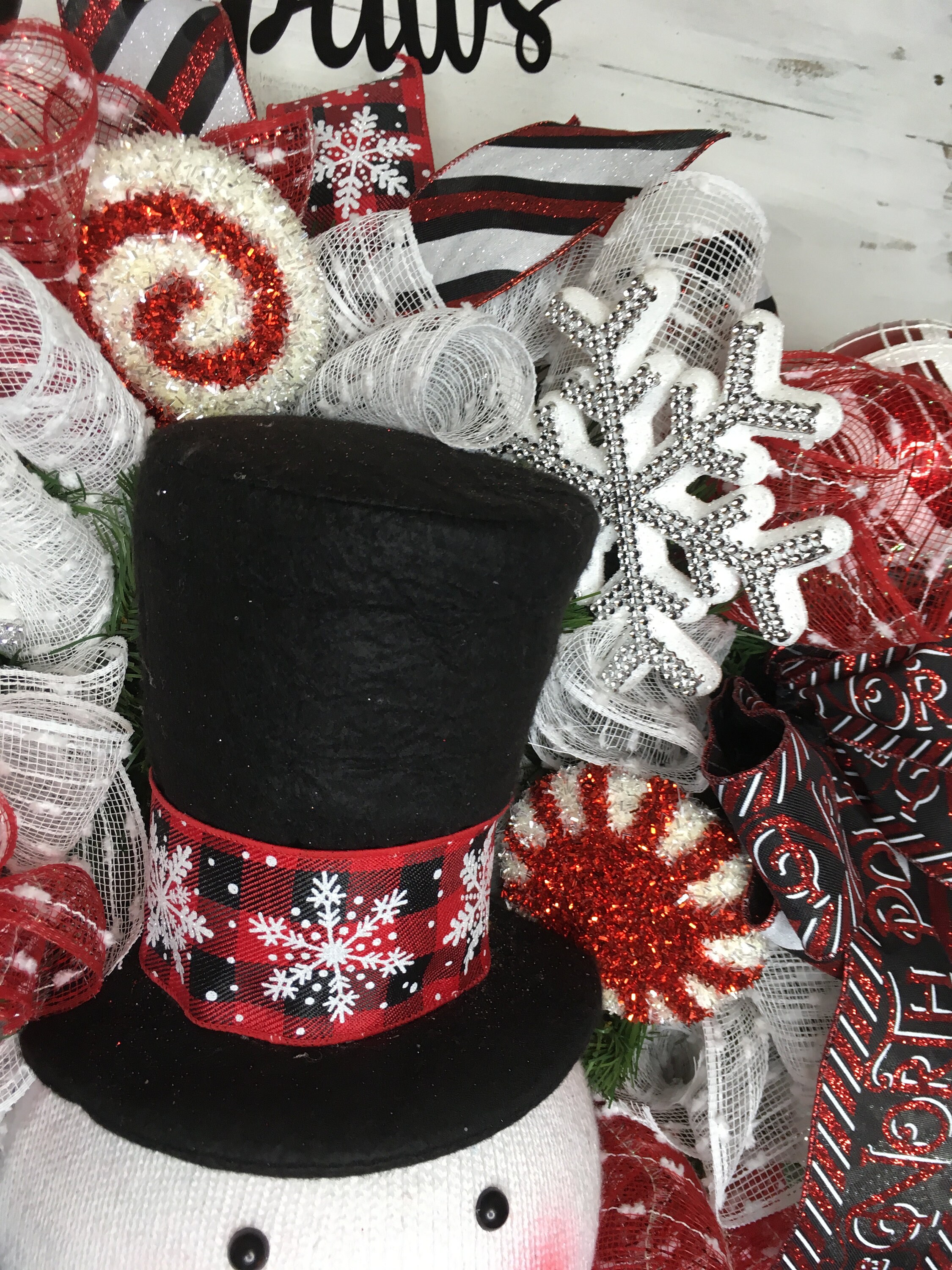 Snowman Wreath,Christmas Wreath,Buffalo Plaid Decor, Snowman Door ...