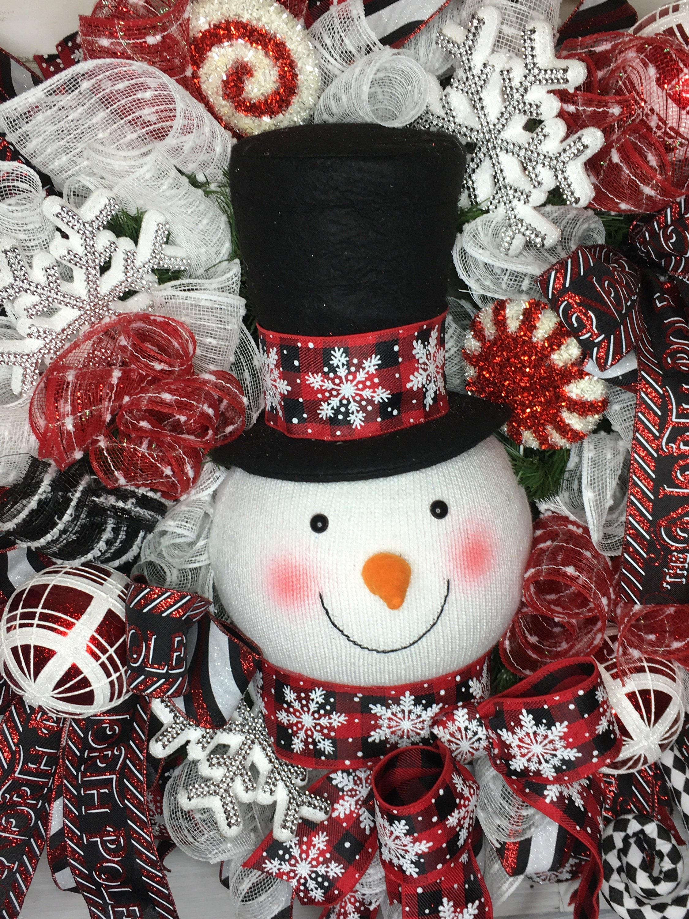 Snowman Wreath,Christmas Wreath,Buffalo Plaid Decor, Snowman Door ...