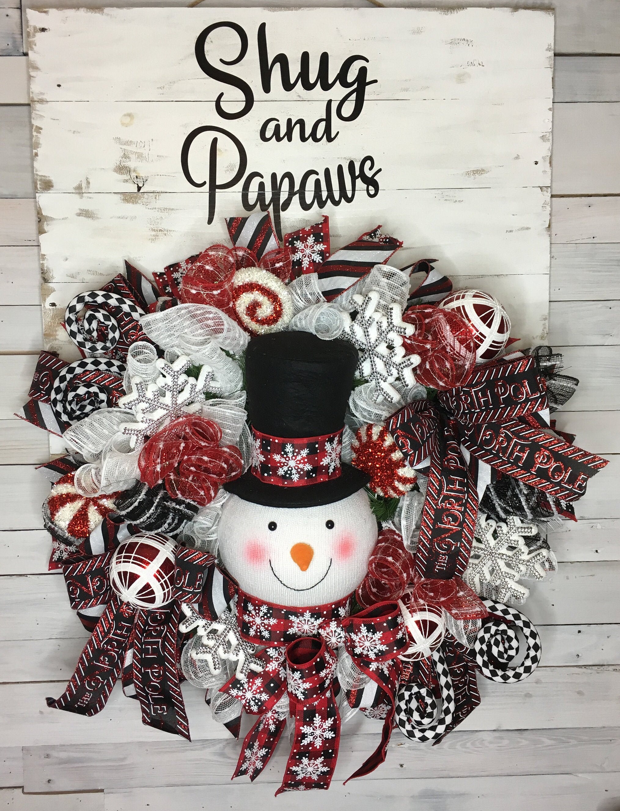 Snowman Wreath,Christmas Wreath,Buffalo Plaid Decor, Snowman Door ...
