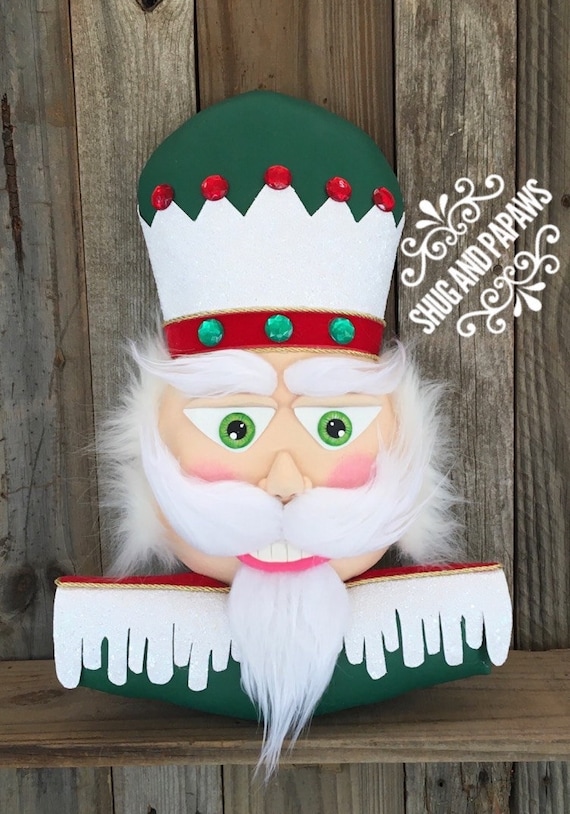 Cracker Jack , Nutcracker Wreath Attachment, Christmas Wreath Attachment,Nutcracker embellishment,Nutcracker Decor,Green and red Nutcracker,