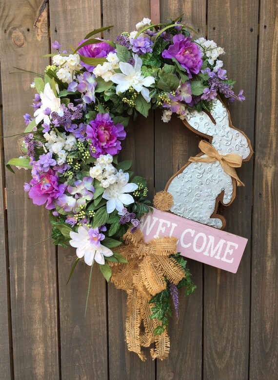 Easter Bunny Wreath,Spring Bunny Wreath,Bunny Wreath, Rustic wreath , Farmhouse Wreath , Floral Wreath, Spring Wreath, Everyday wreath