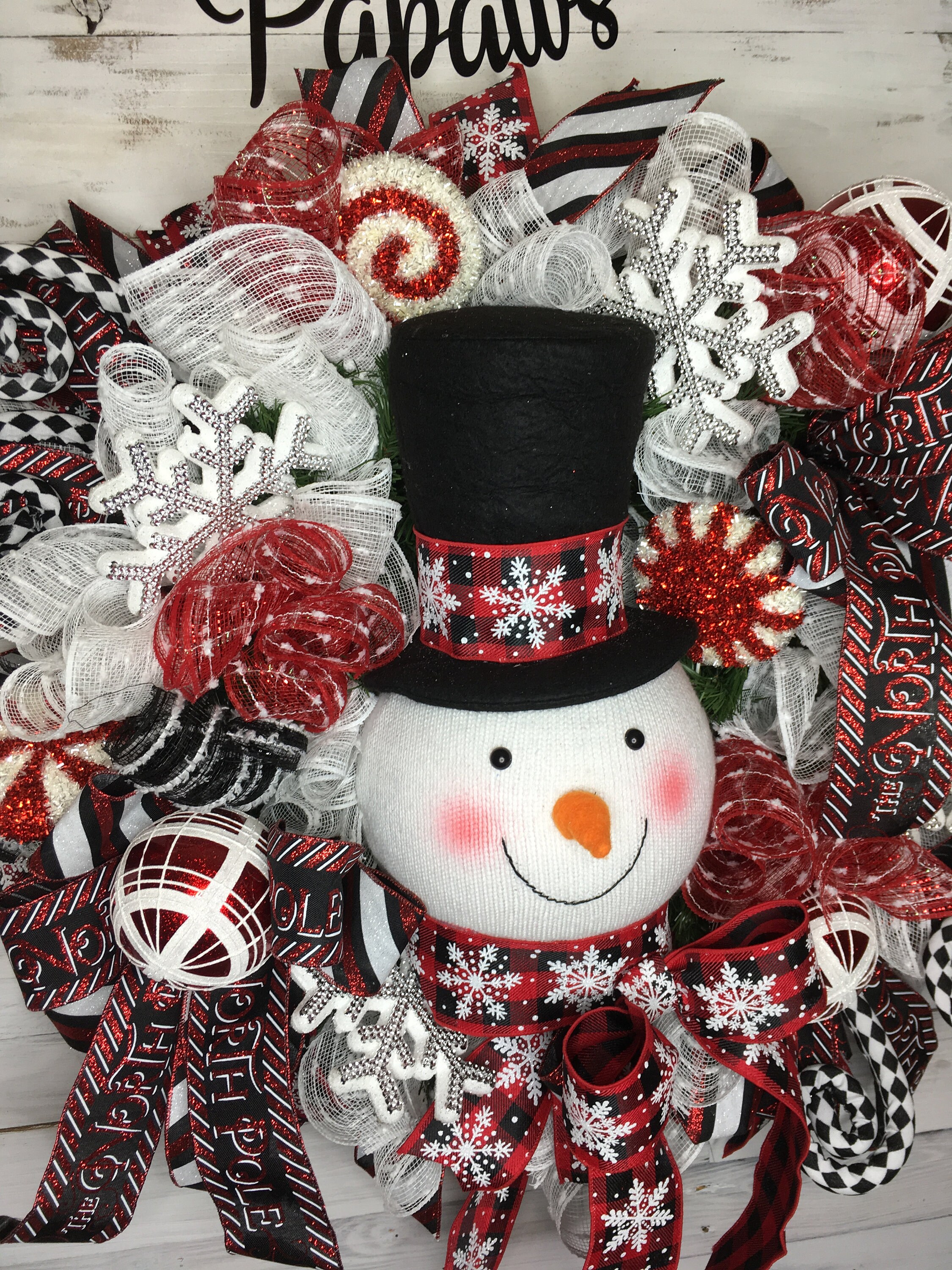 Snowman Wreath,Christmas Wreath,Buffalo Plaid Decor, Snowman Door ...