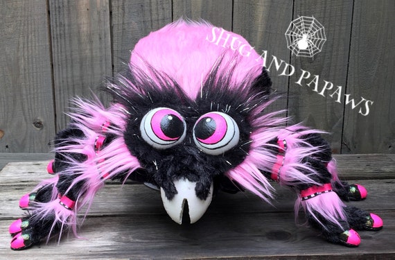 Pink Spider wreath attachment, Large spider centerpiece,Halloween decorations, Halloween decor Pink and black spider