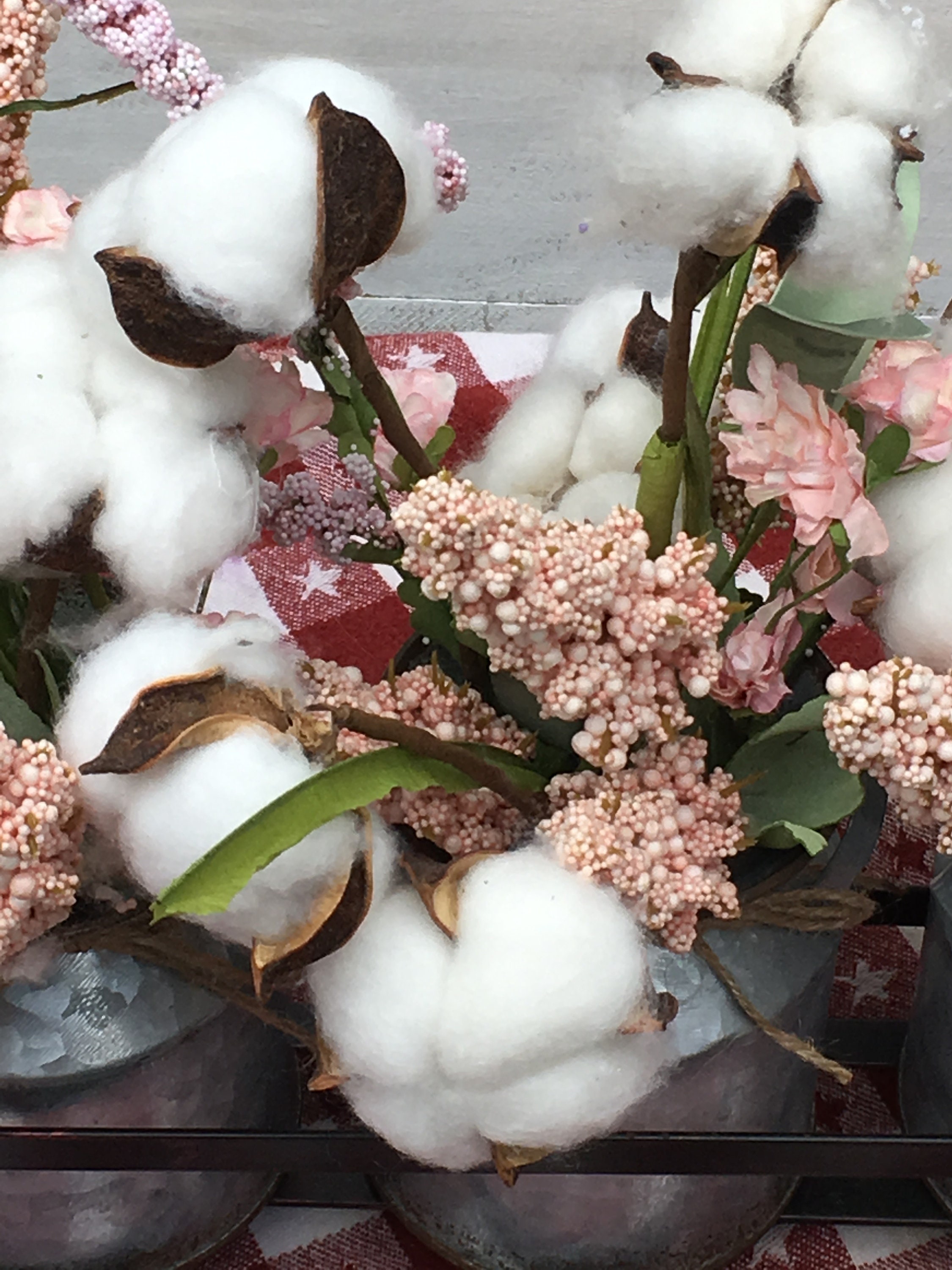 Farmhouse Cotton Floral Centerpiece ,Summer Cotton Centerpiece,Farmhouse Florals, Cotton