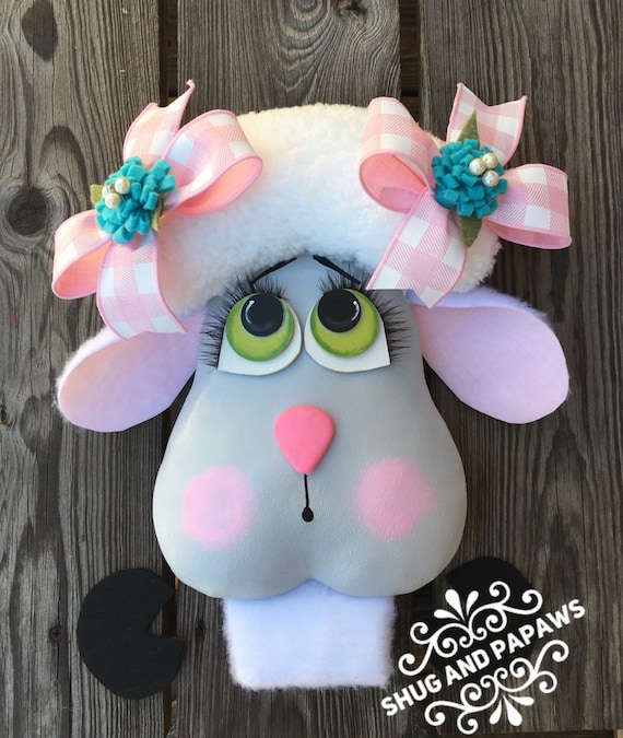 Lamb Wreath Attachment, Easter Lamb , Spring Wreath, Baby Announcement Attachment, 3 D Character Head, Easter Decor, Spring Decor , Lamb