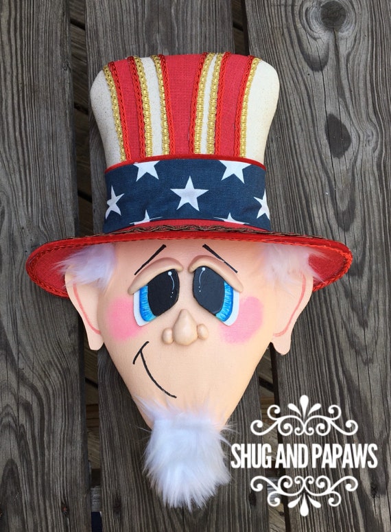 Patriotic Wreath Attachment, Sam Wreath Attachment, Uncle Sam Wreath Attachment , Memorial Day Wreath Attachment, 3 D Character Head