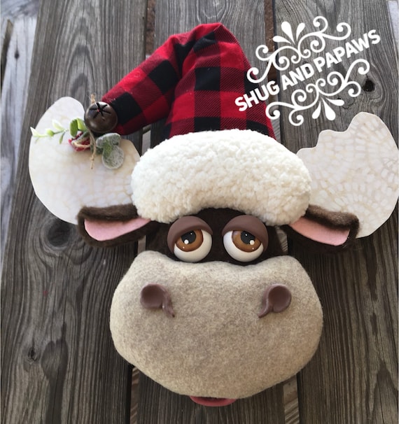 Moosletoe Wreath Attachment, Moose Wreath Attachment, 3D Character Head , Moose Wreath Embellishment, Winter Wreath ,Christmas Wreath,