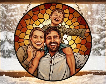 Personalized Family Portrait Stained Acrylic Suncatcher: Custom Memorial Gift For Family
