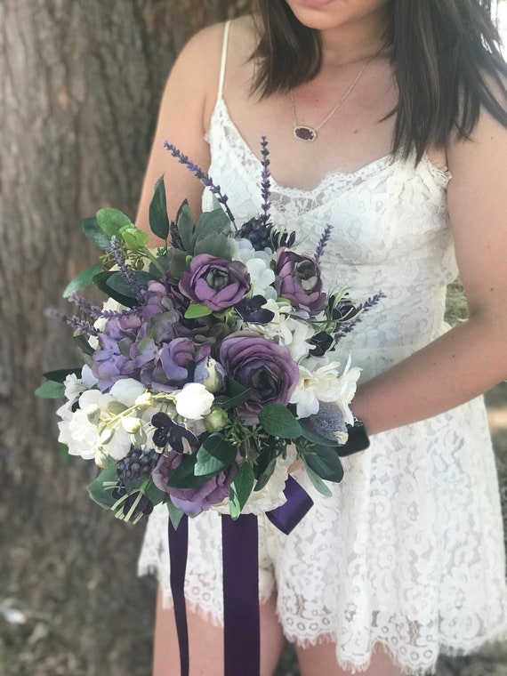 Silk Wedding Bouquet Bridal Bouquet Wedding Flowers Lavender Etsy