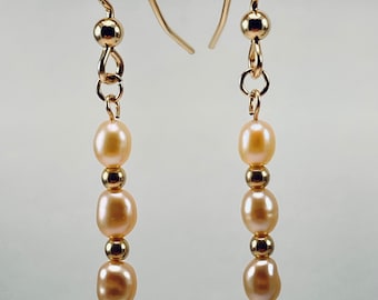 Gold Filled and Freshwater Pearl Dangle Earrings