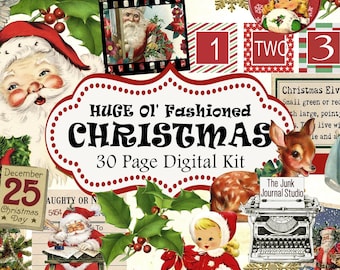 ENORME diario di Natale stampabile da 30 pagine, kit di Natale stampabile, diario di dicembre giornaliero, kit digitale di Natale Junk, diario di Natale digitale