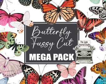 Butterfly Fussy Cut Mega Pack, 164 Digital Fussy Cut Butterflies, Digital Butterflies, Printable Butterflies, Butterfly Ephemera Journals