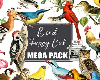 Bird Fussy Cut Mega Pack, 280 Digital Fussy Cut Birds, Digital Birds, Printable Fussy Cut Birds, Birds Ephemera Junk Journals, Birds Journal