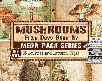 Mushrooms From Days Gone By Digital Kit 1, Mushroom Junk Journal, Mushroom Journal Kit, Autumn Journal Digital, Mushroom Ephemera Digital