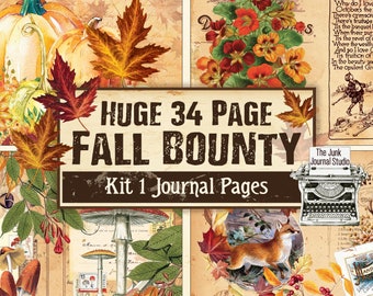Huge Fall Junk Journal Kit, Fall Bounty Kit One Journal Pages, Autumn Junk Journal Digital, Fall Ephemera Digital, Sunflower Digital Journal