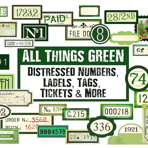 Distressed Numbers, Labels, Tickets, Tags, Flashcards, Ephemera, Junk Journal Embellishments, Numbers Digital, Stamp, Embellishment download