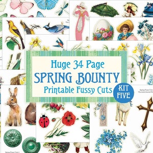 Huge Spring Bounty Kit 5, Spring Fussy Cuts Digital, Spring Digital Kit, Spring Ephemera Digital, Spring Journal, Floral Fussy Cuts, Spring image 1