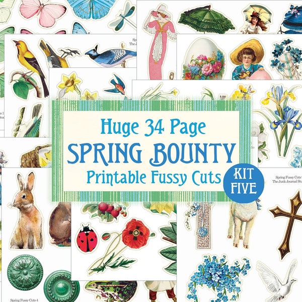 Huge Spring Bounty Kit 5, Spring Fussy Cuts Digital, Spring Digital Kit, Spring Ephemera Digital, Spring Journal, Floral Fussy Cuts, Spring