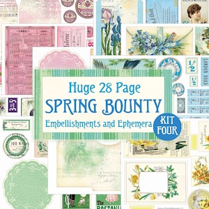 Huge Spring Bounty Kit 4, Spring Embellishments and Ephemera Digital, Spring Digital, Spring Ephemera Digital, Spring Digital, Spring Kit