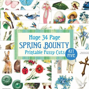 Énorme trousse de 5 primes printanières, numérique Découpes délicates printanières, kit numérique printanier, numérique éphémères printanier, journal printanier, découpes florales délicates, printemps