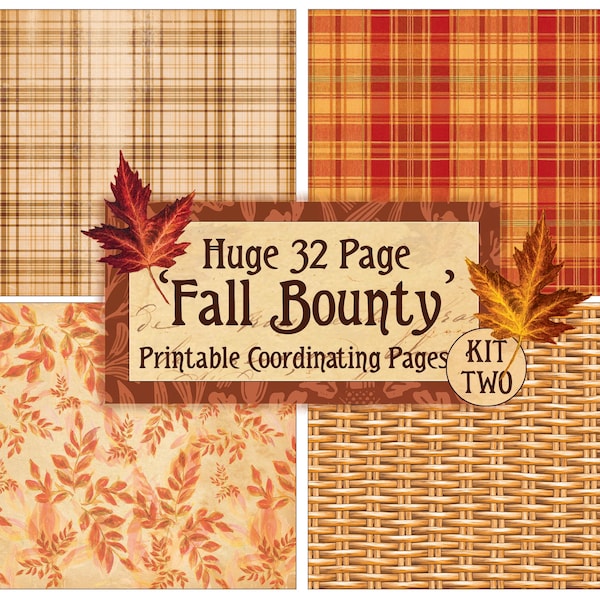 Huge Fall Bounty Coordinating Pages, Autumn Junk Journal Digital, Fall Backing Pages, Fall Ephemera Digital, Sunflower Digital Journal