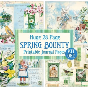Huge Spring Bounty Kit 1, Spring Journal Page, Spring Junk Journal Kit, Garden Junk Journal, Garden Ephemera Digital, Spring Digital Journal