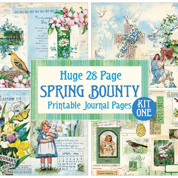 Huge Spring Bounty Kit 1, Spring Journal Page, Spring Junk Journal Kit, Garden Junk Journal, Garden Ephemera Digital, Spring Digital Journal