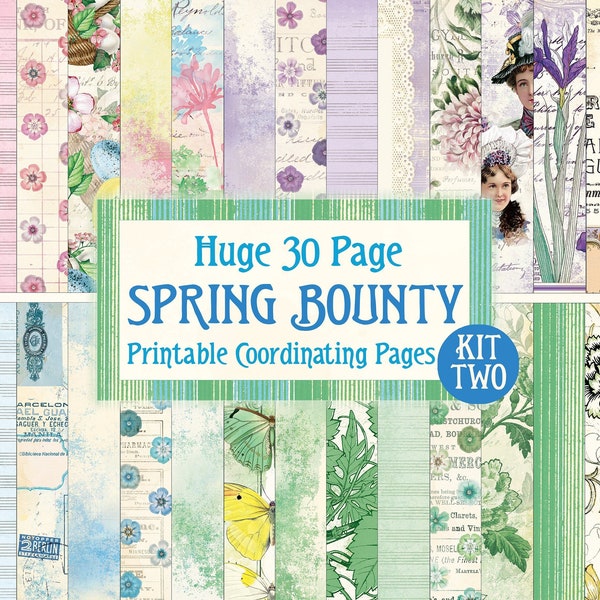 Huge Spring Bounty Kit 2, Spring Coordinating Pages 1 Digital, Spring Pattern Digital, Spring Ephemera Digital, Spring Digital Journal