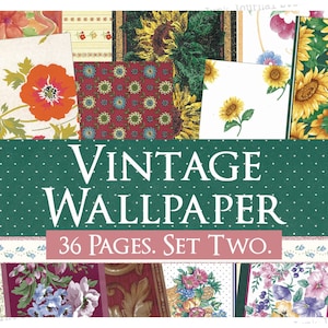 Vintage Wallpaper, digitale Tapete, Wallpaper Floral, Wallpaper Bordüre, Junk Journal Wallpaper, Junk Journal digitale Downloads, Wallpaper