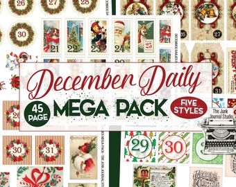 Mega Pack giornaliero di dicembre, kit digitale giornaliero di dicembre, kit digitale di Natale, kit di Natale stampabile, kit stampabile giornaliero di dicembre, kit digitale dell'Avvento