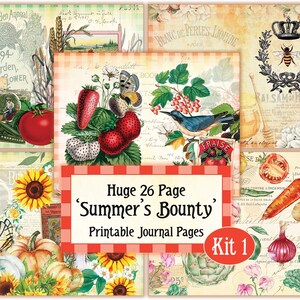 Huge Garden Junk Journal Kit, Kit 1, Summer's Bounty Journal Seiten, Garten Junk Journal, Garten Ephemera Digital, Sunflower Digital Journal