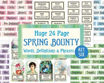 Huge Spring Bounty Kit 6, Spring Words, Definitions and Phrases Digital, Spring Digital Kit, Spring Ephemera Digital, Spring Sentiments Kit