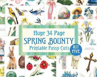 Huge Spring Bounty Kit 5, Spring Fussy Cuts Digital, Spring Digital Kit, Spring Ephemera Digital, Spring Journal, Floral Fussy Cuts, Spring