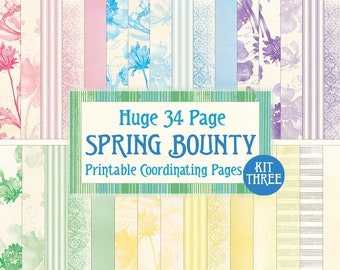 Huge Spring Bounty Kit 3, Spring Bounty Coordinating Pages 2, Spring Pattern Digital, Spring Ephemera Digital, Spring Digital Journal kit