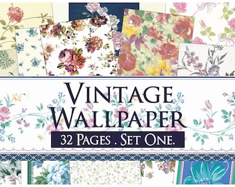 Vintage Wallpaper, Digital Wallpaper, Wallpaper Floral, Wallpaper Border, Junk Journal Wallpaper, Junk Journal Digital Downloads, Wallpaper