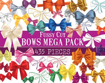 Bow Fussy Cut Mega Pack, 435 Digital Fussy Cut Bows, Digital Bows, Printable Fussy Cut Bows, Bows Junk Journals, Digital bows Scrapbooking