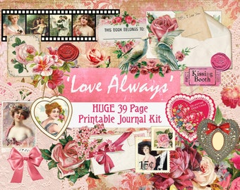 Enorme 39 pagina Love Always Digital Kit, Valentines Digital Kit, Valentines Ephemera Digital, Rose Digital Kit, Rose Ephemera Digital, Rose Kit