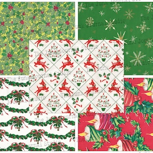 Carta da regalo natalizia vintage, MEGA Pack di Natale da 40 pagine, Sfondi digitali natalizi, Download digitali natalizi, Carta natalizia immagine 5