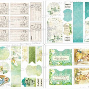 May include: A digital collage sheet with a variety of images, including angels, flowers, and scripture verses. The sheet is designed for use in scrapbooking, card making, and other paper crafts.
