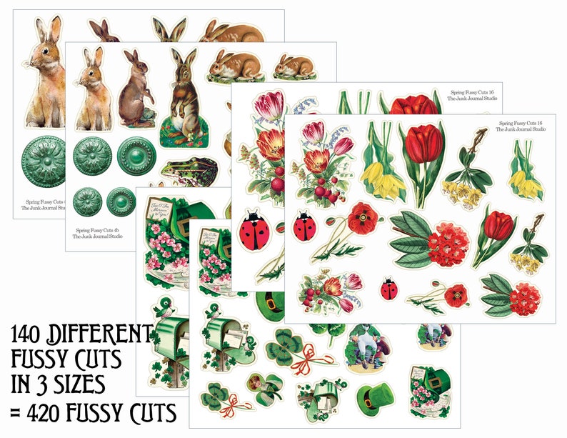 Huge Spring Bounty Kit 5, Spring Fussy Cuts Digital, Spring Digital Kit, Spring Ephemera Digital, Spring Journal, Floral Fussy Cuts, Spring image 3