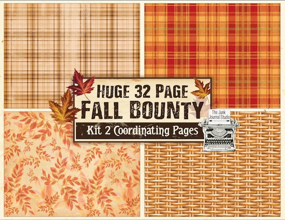 Huge Fall Bounty Coordinating Pages Kit 2, Autumn Junk Journal Digital, Fall Backing Pages, Fall Ephemera Digital, Sunflower Digital Journal