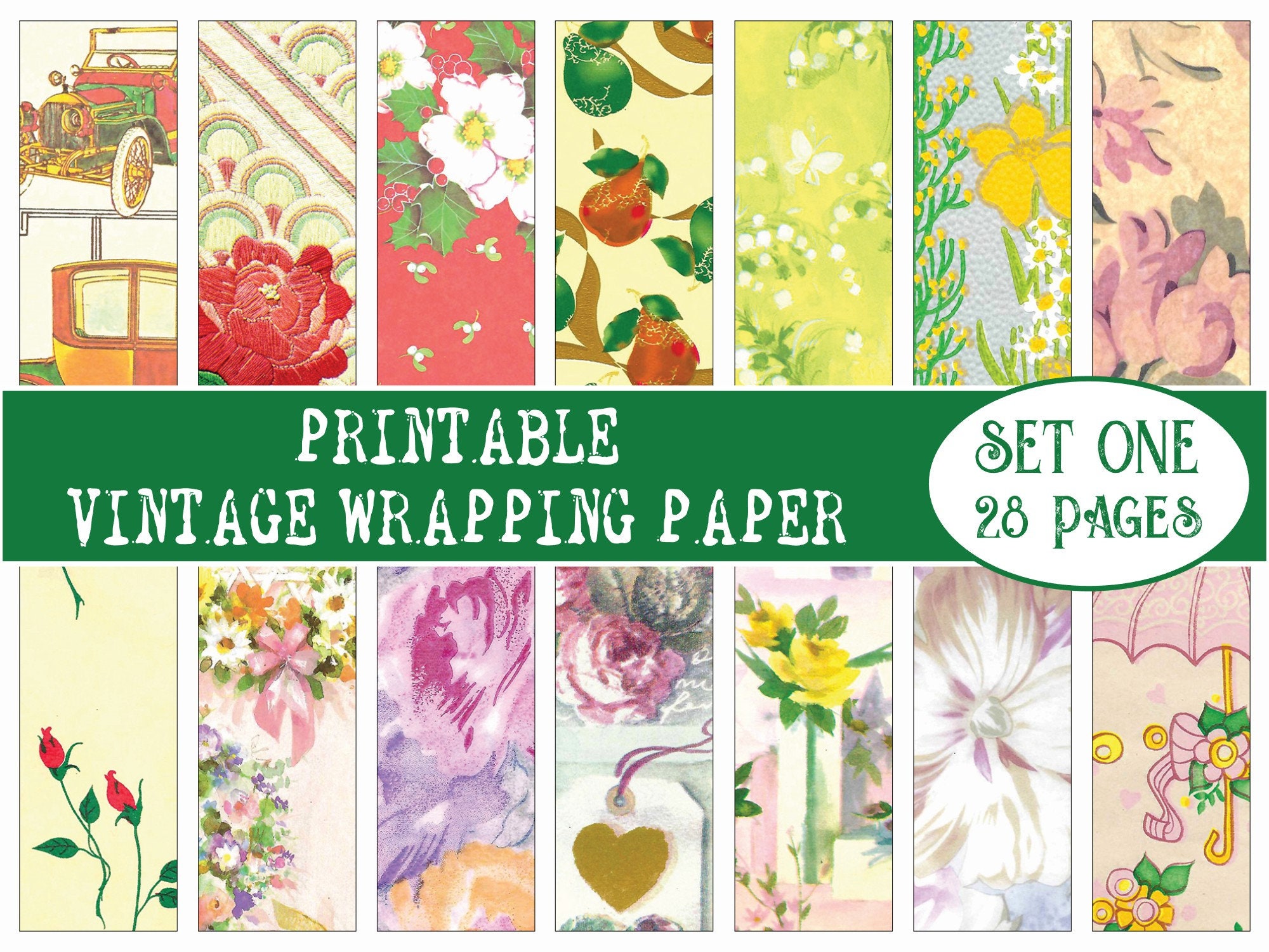 28 Page Vintage Wrapping Paper Digitals Vintage Gift Wrap Etsy