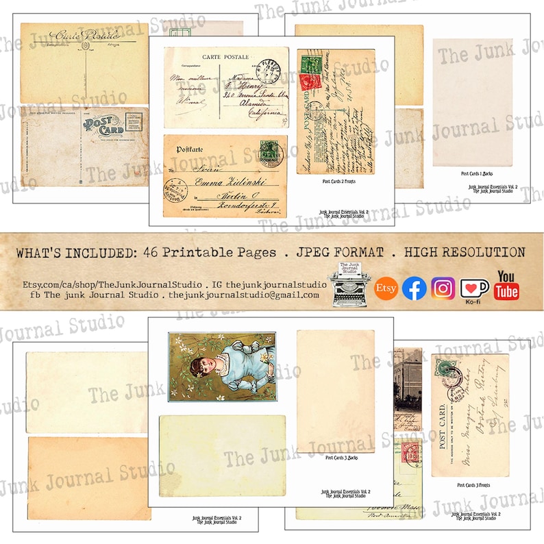 Junk Journal Essentials Vol 2 Printable Kit – Vintage Ephemera, Bingo ...