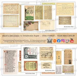 Junk Journal Essentials Vol 1 Printable Kit – Vintage Ephemera, Ledger Pages, Postcards, Music Sheets – The Junk Journal Studio image 7