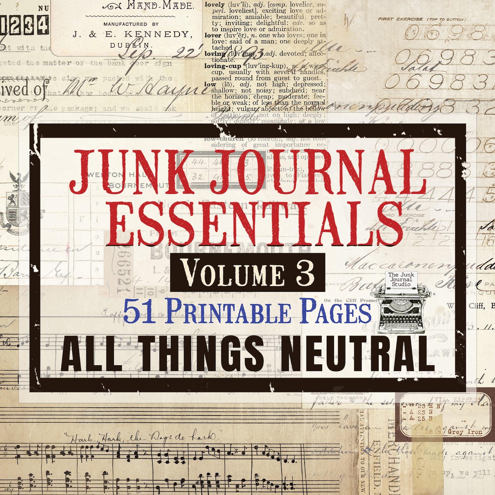 Junk Journal Essentials Volume 3, All Things Neutral Printable Kit, Ephemera, Collage, Tags ...