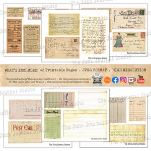 Junk Journal Essentials Vol 1 Printable Kit – Vintage Ephemera, Ledger Pages, Postcards, Music Sheets – The Junk Journal Studio image 8