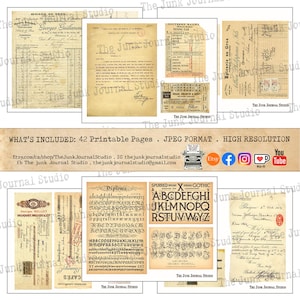 Junk Journal Essentials Vol 1 Printable Kit – Vintage Ephemera, Ledger Pages, Postcards, Music Sheets – The Junk Journal Studio image 6