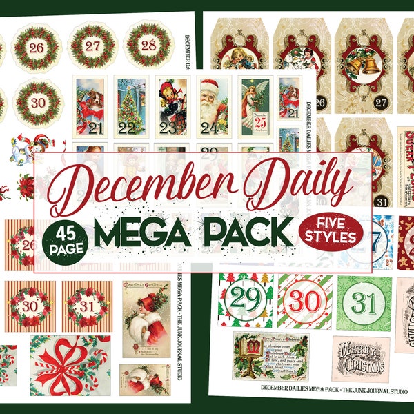 December Daily Mega Pack, December Daily Digital, Christmas Digital Kit, Printable Christmas kit, December Daily Printable, Advent Digital